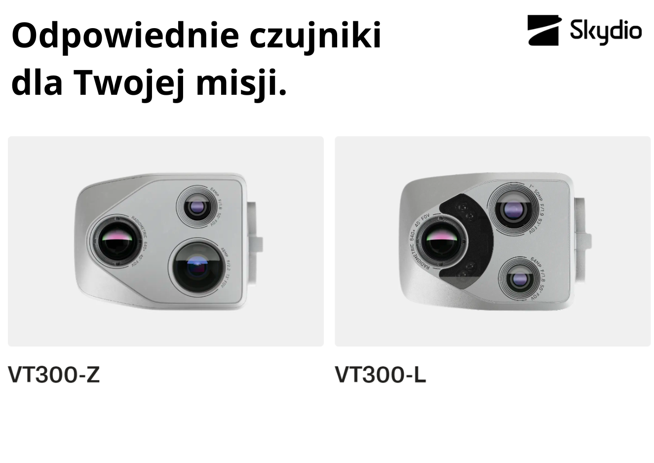 PORÓWNANIE PAKIETÓW CZUJNIKÓW SKYDIO X10 DLA SKANOWANIA 3D: VT300-Z VS VT300-L