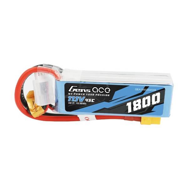 Batterie LiPo GensAce 1600mAh 7.4V 45C 2S1P XT60 