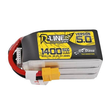 Tattu R-Line 5.0 1400mAh 22.2V 150C 6S1P XT60 Battery