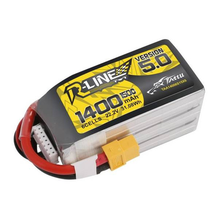 Tattu R-Line 5.0 1400mAh 22.2V 150C 6S1P XT60 Battery