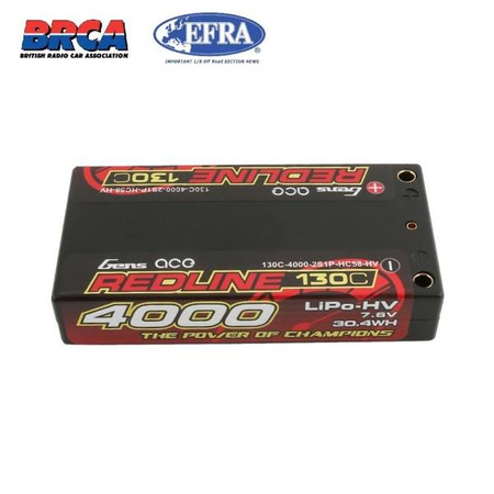 Akumulator Gens Ace Redline 4000mAh 7.6V 2S1P 130C HardCase HV