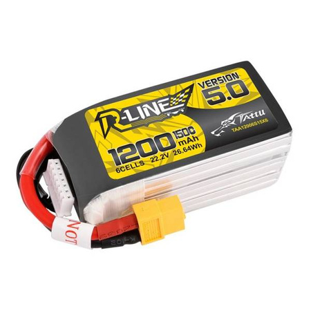 Tattu R-Line 5.0 1200mAh 22.2V 150C 6S1P XT60 Battery