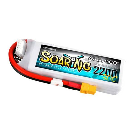 GensAce Soaring LiPo 2200mAh 14.8V 30C 4S1P battery
