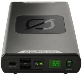 Goal Zero Sherpa 100 PD bardzo wydajny, zatwierdzony przez linie lotnicze power bank z indukcją.