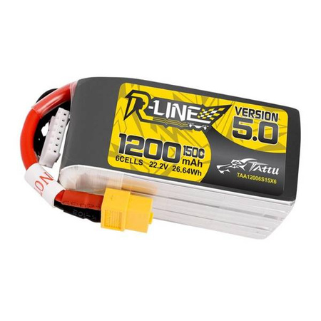 Tattu R-Line 5.0 1200mAh 22.2V 150C 6S1P XT60 Battery