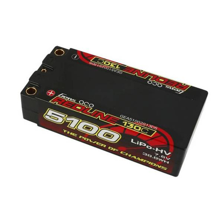Gens Ace Redline Series 5100mAh 7.6V 130C 2S2P HardCase HV Lipo Battery