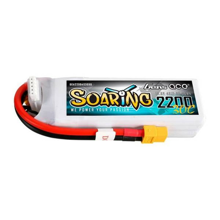 GensAce Soaring LiPo 2200mAh 14.8V 30C 4S1P battery