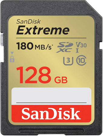 SANDISK EXTREME SDXC 128 GB 180/90 MB/s UHS-I U3 memory card (SDSDXVA-128G-GNCIN)