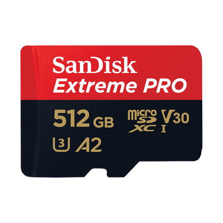 SANDISK EXTREME PRO microSDXC 512GB 200/140 MB/s UHS-I U3 memory card (SDSQXCD-512G-GN6MA)