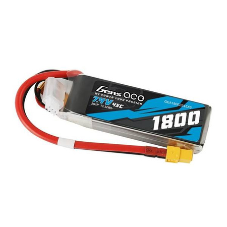 GensAce LiPo 1800mAh 7.4V 45C 2S1P XT60 battery