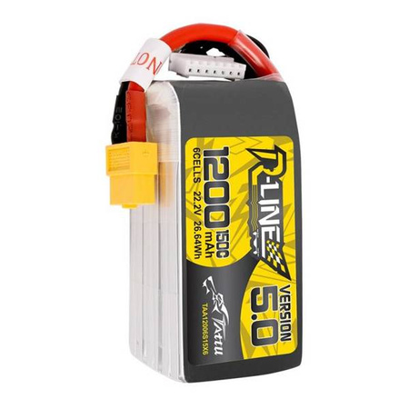 Tattu R-Line 5.0 1200mAh 22.2V 150C 6S1P XT60 Battery