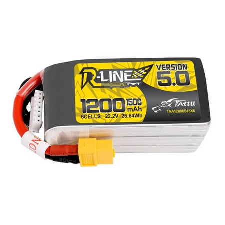 Tattu R-Line 5.0 1200mAh 22.2V 150C 6S1P XT60 Battery
